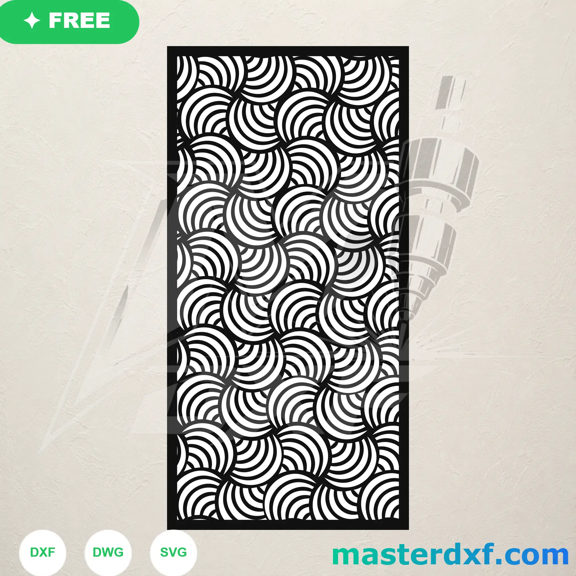 Swirling Wave Circles DXF Screen for Coastal-Style Panels DXF File